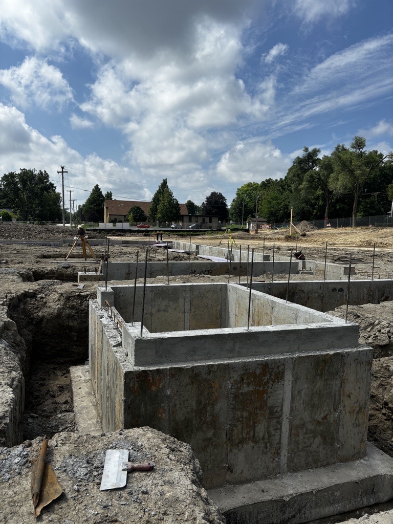 cement framing for new library elevator shaft